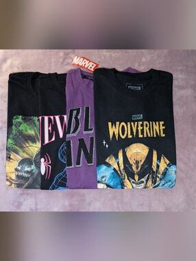 BIG Bundle 4 Marvel Comics Wolverine, Black Panther, Spiderman Graphic T SHIRTS